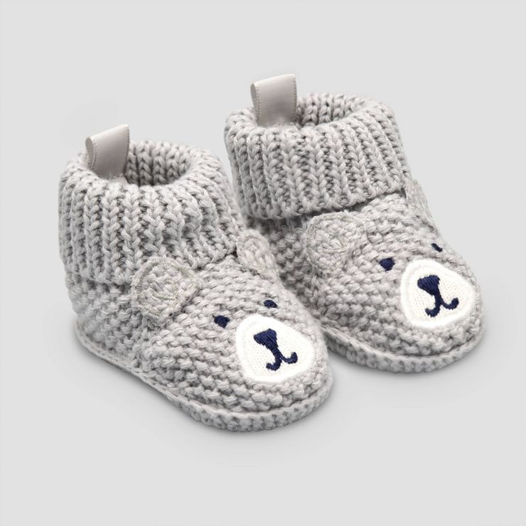 Carter's Just One You® Baby Boys' Knitted Bear Slippers - Gray Newborn | Target