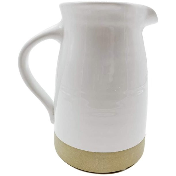 Chloe and Cotton Farmhouse White Ceramic Pitcher Kitchen Utensil Holder, 8 inch Vase - Walmart.co... | Walmart (US)