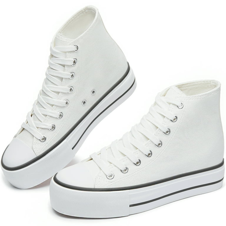 Obtaom Women’s Platform High Top Canvas Shoes Comfy Platform Hi Top Canvas Fashion Sneakers For... | Walmart (US)