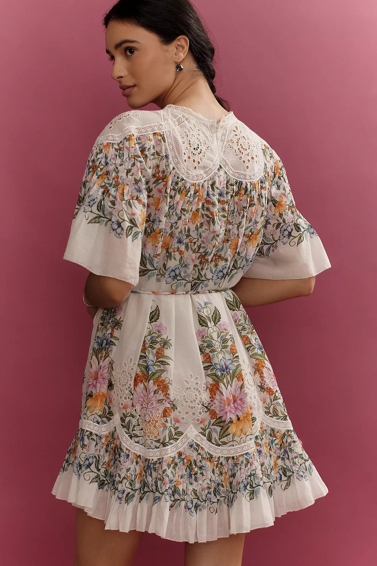 Farm Rio Sweet Bloom Bouquet Short-Sleeve Mini Dress | Anthropologie (US)