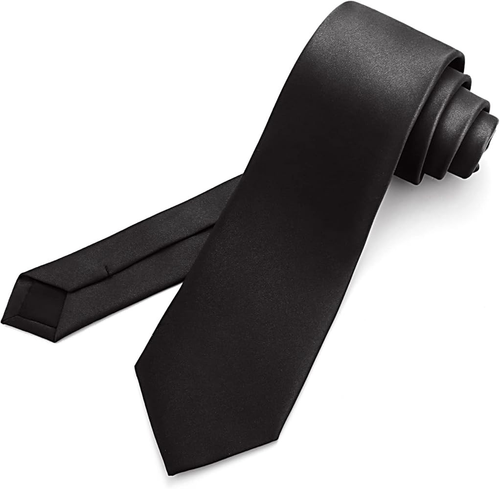 JUNMEISI Men's Ties Solid Pure Color 3.15" (8CM) Necktie Black Ties For Men | Amazon (US)