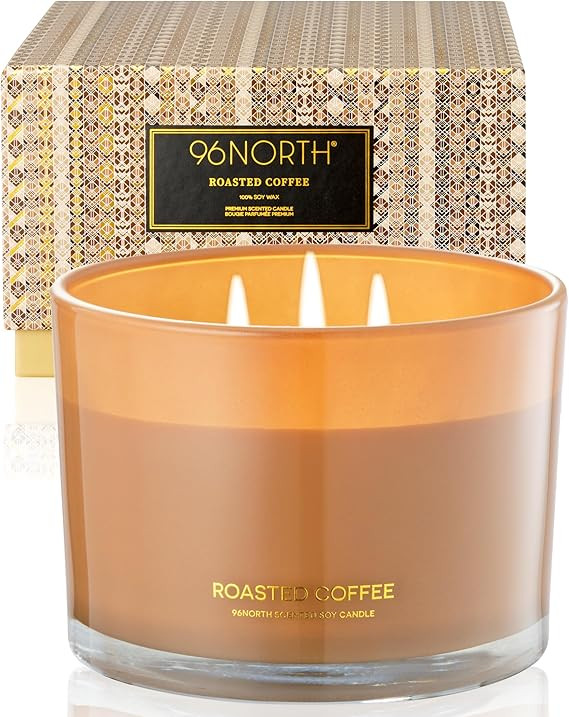 96NORTH Luxury Coffee Soy Candle | Large 3 Wick Jar Candle | Up to 40 Hours Burning Time | 100% N... | Amazon (US)