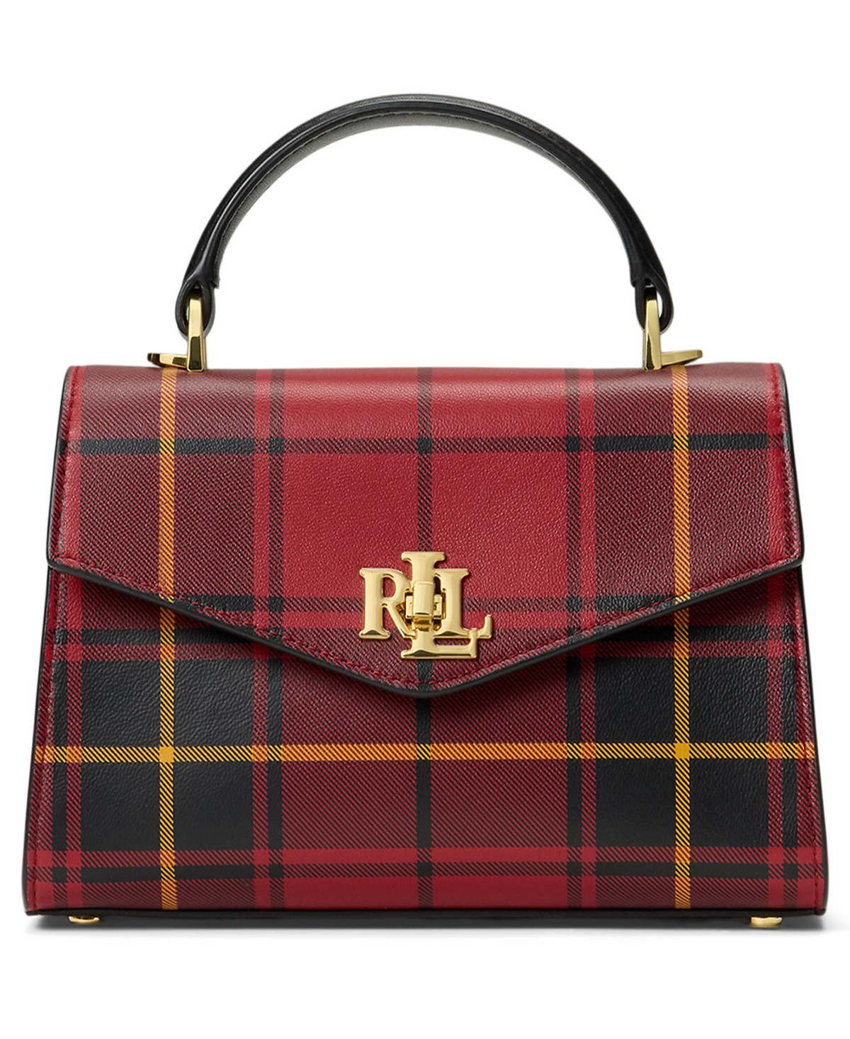 Lauren Ralph Lauren Women's Farrah Small Satchel Bag - Holiday Tartan/Black | Macy's