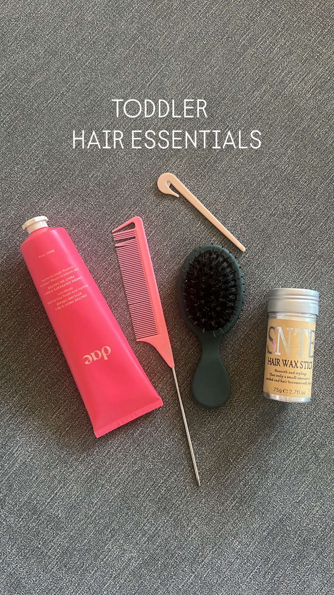 Toddler girl hair must haves! 

I love doing fun hair styles for my toddler and these are some of my must haves. 

DAE hair cream / toddler hair / toddler hair must haves / hair cream / toddler hair cream / toddler hair brush / hair comb / elastic hair ties / hair bag / custom bag / custom hair bag / hair wax stick 

#LTKKids #LTKBeauty