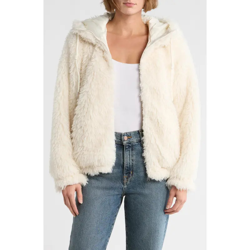 Sam Edelman Teddy Faux Shearling Hooded Jacket in Black at Nordstrom Rack, Size X-Small | Nordstrom Rack