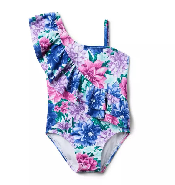 Recycled Floral Ruffle Shoulder Swimsuit | Janie and Jack