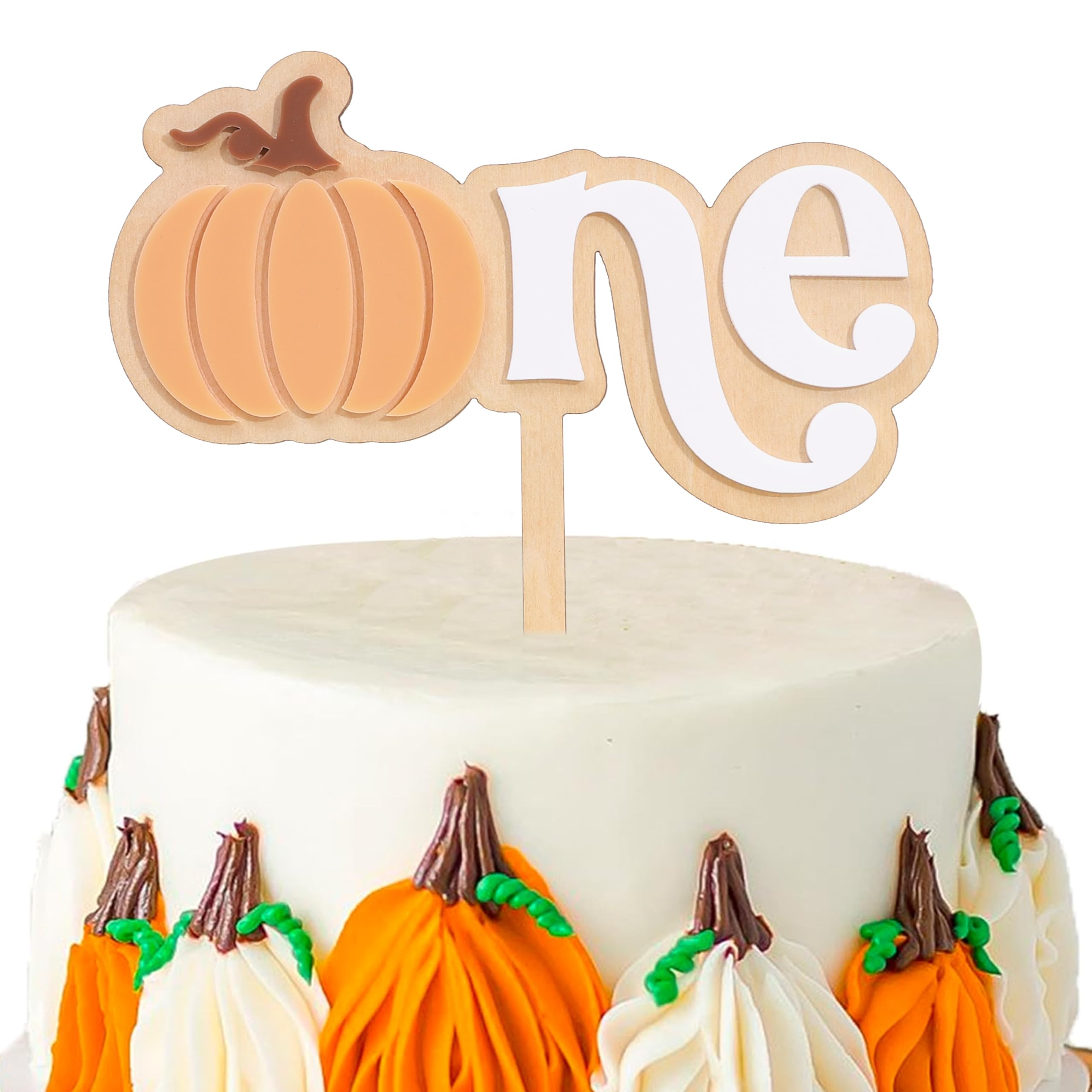 Halloween Pumpkin 1st Birthday Cake Topper - Wooden & Acrylic "One" Cake Topper with Fall Pumpkin... | Amazon (US)