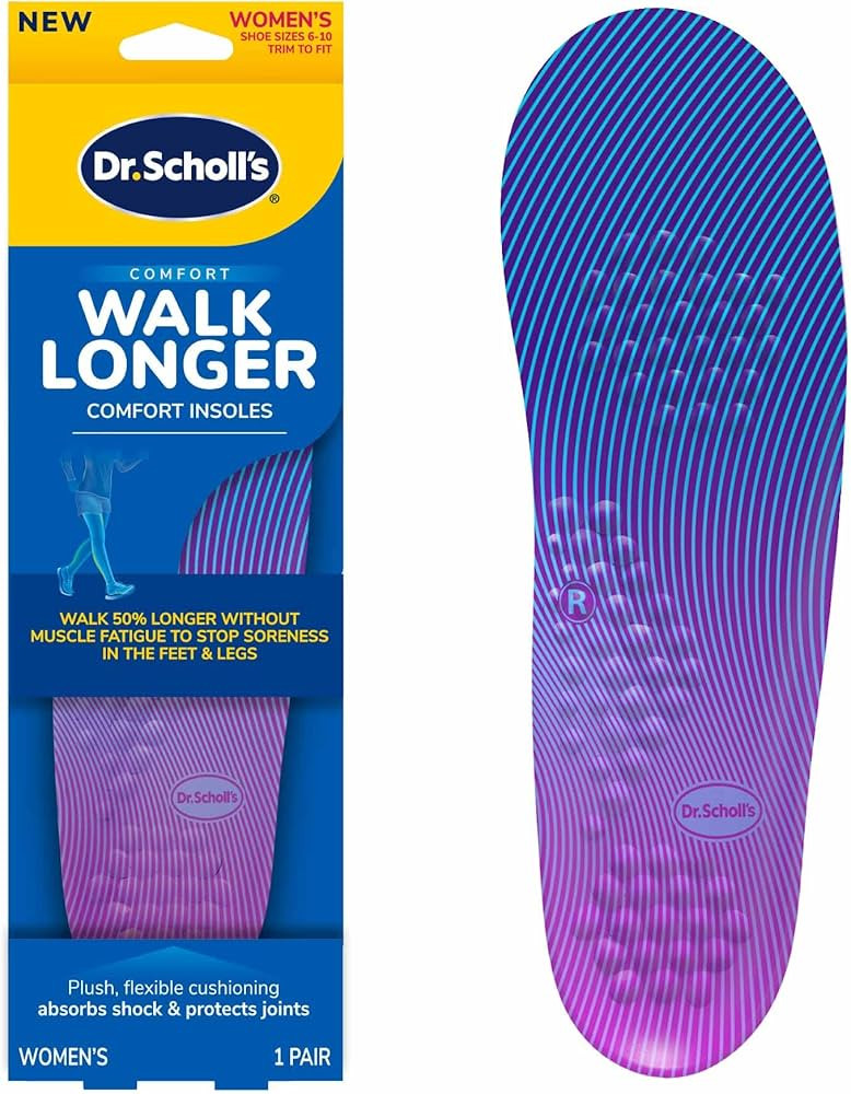 Dr. Scholl's Walk Longer Insoles, Comfortable Plush Foam Cushioning Inserts for Walking, Hiking, ... | Amazon (US)