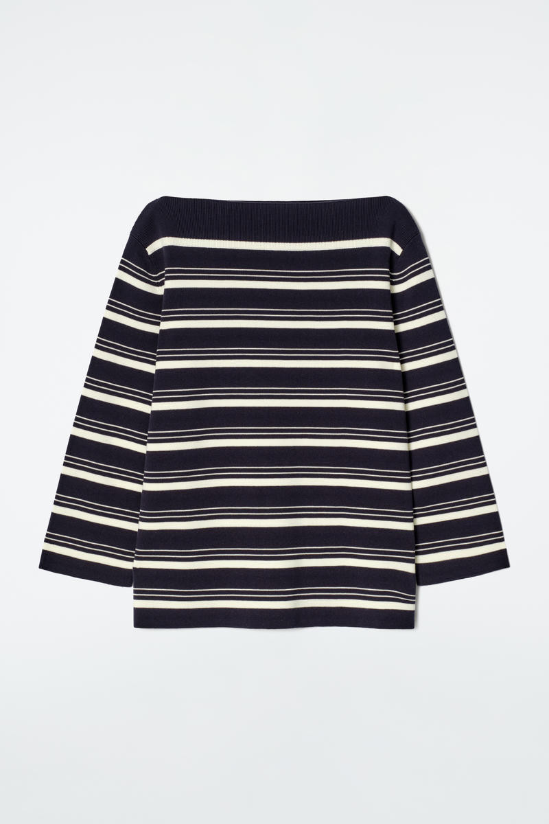Boat-Neck Striped Cotton Jumper | COS UK