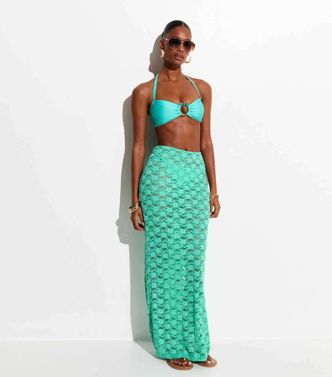 Turquoise Lace Column Beach Maxi Skirt | New Look | New Look (UK)