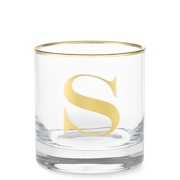 Williams Sonoma Gold Monogram Double Old-Fashioned Glass, S | Williams-Sonoma