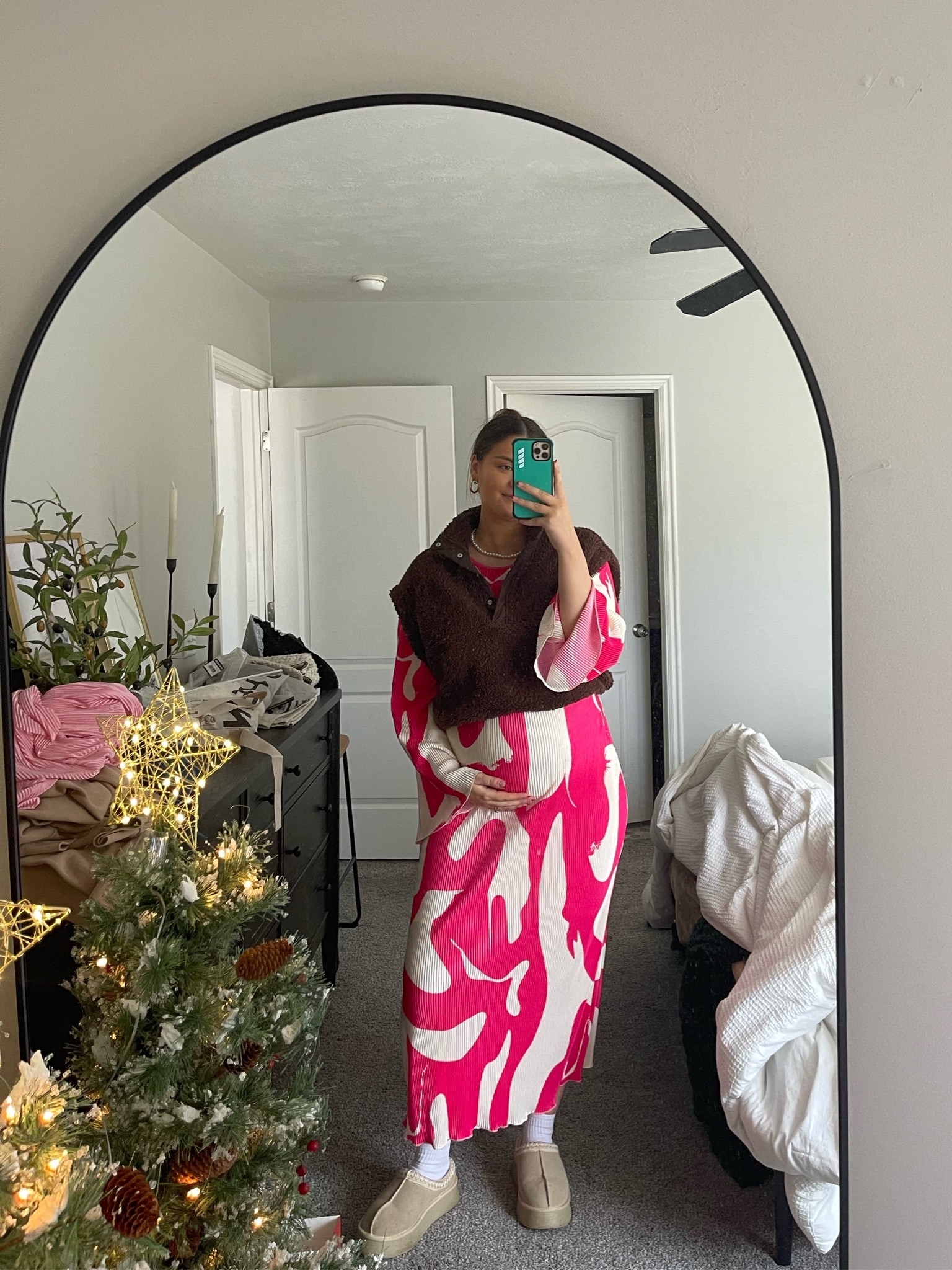 Sundays church outfit 🩷 #29weekspregnant 

Dress: L (SHEIN)
Vest: L (H&M)
Shoes: 9 (Amazon)
Socks: Amazon 
Necklace: Walmart
Earrings: Amazon

#LTKBump #LTKBaby #LTKSeasonal
