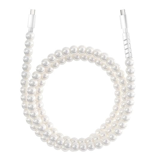 USB to USB C Cable for iPhone 17 Charging Cord 3.3FT Beaded Pearls iPhone Charger Cord for iPhone... | Amazon (US)