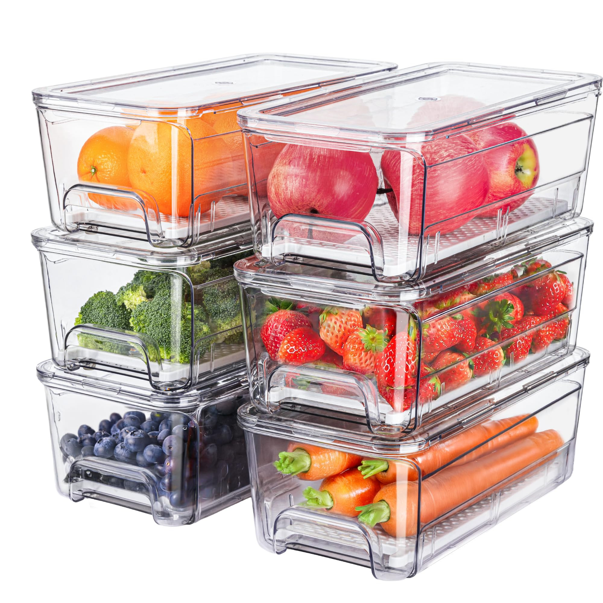 Brippo 6-Pack Fridge Drawer Organizer, Pull-out Stackable Refrigerator Organizers and Storage, Cl... | Amazon (US)