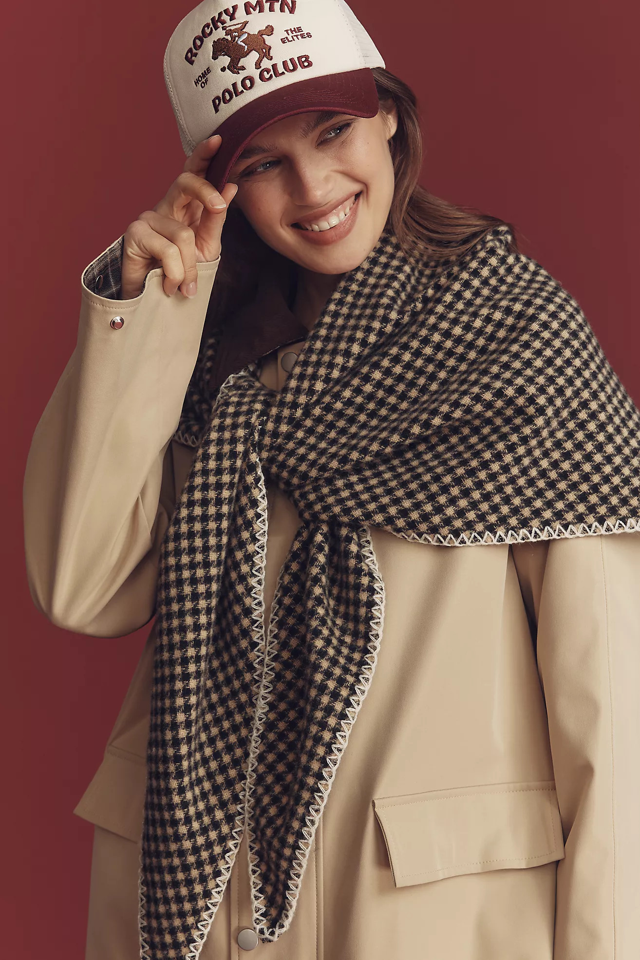 By Anthropologie Large Gingham Triangle Scarf | Anthropologie (US)