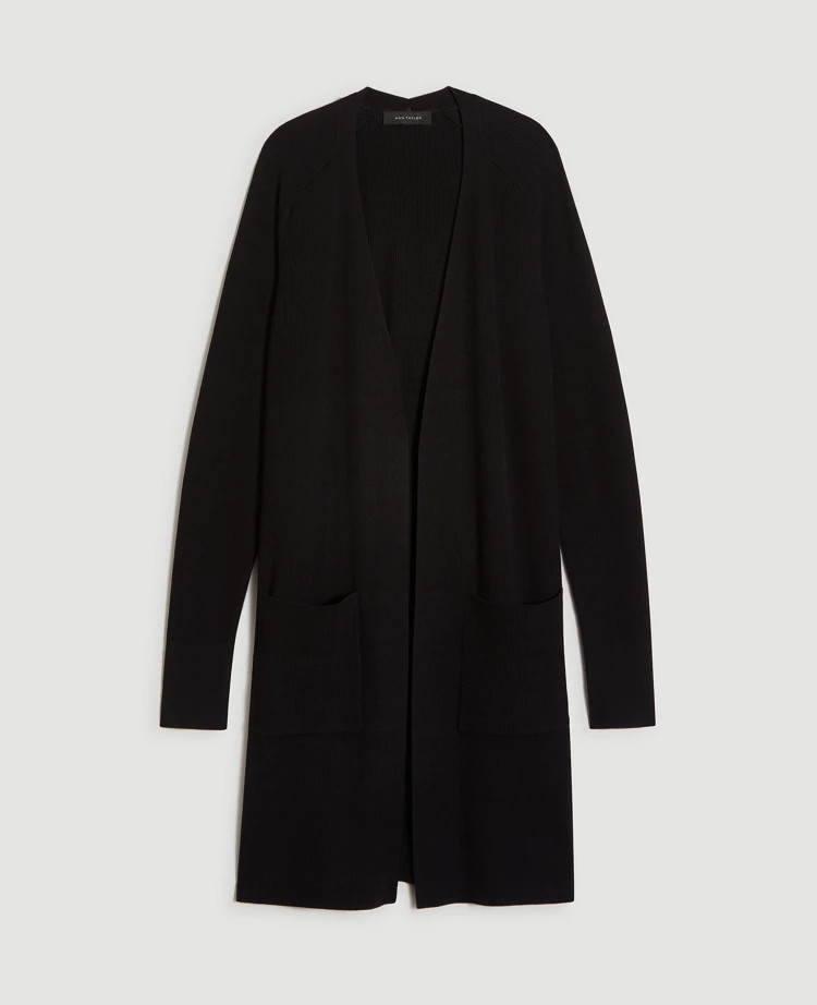 Ribbed Pocket Open Cardigan | Ann Taylor (US)