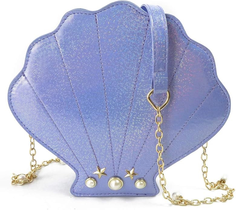 Hologram Laser Shell Shoulder Bags Pearl Cross-body Chain Purse Bags for Womens | Amazon (US)