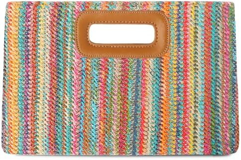 Beach Clutch Bag Straw Summer Clutch Purses for Women Handmade Woven Purse Detachable Gold Chain,... | Amazon (US)