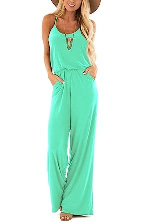 LACOZY Womens Casual Loose Sleeveless Spaghetti Strap Wide Leg Pants Jumpsuit Rompers | Amazon (US)