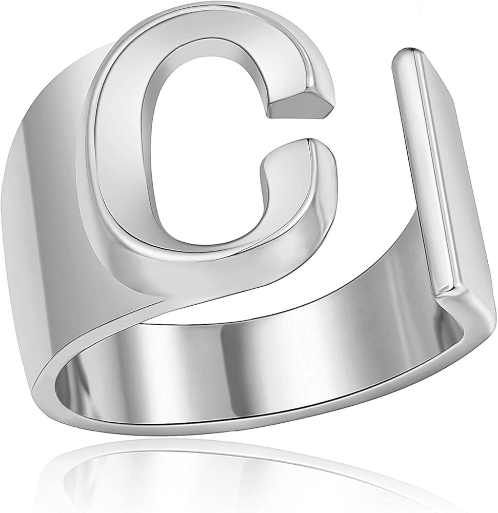Sora Tuki Initial Ring Gold Letter Rings for Women Chunky Gold Rings for Women Adjustable Rings I... | Amazon (US)
