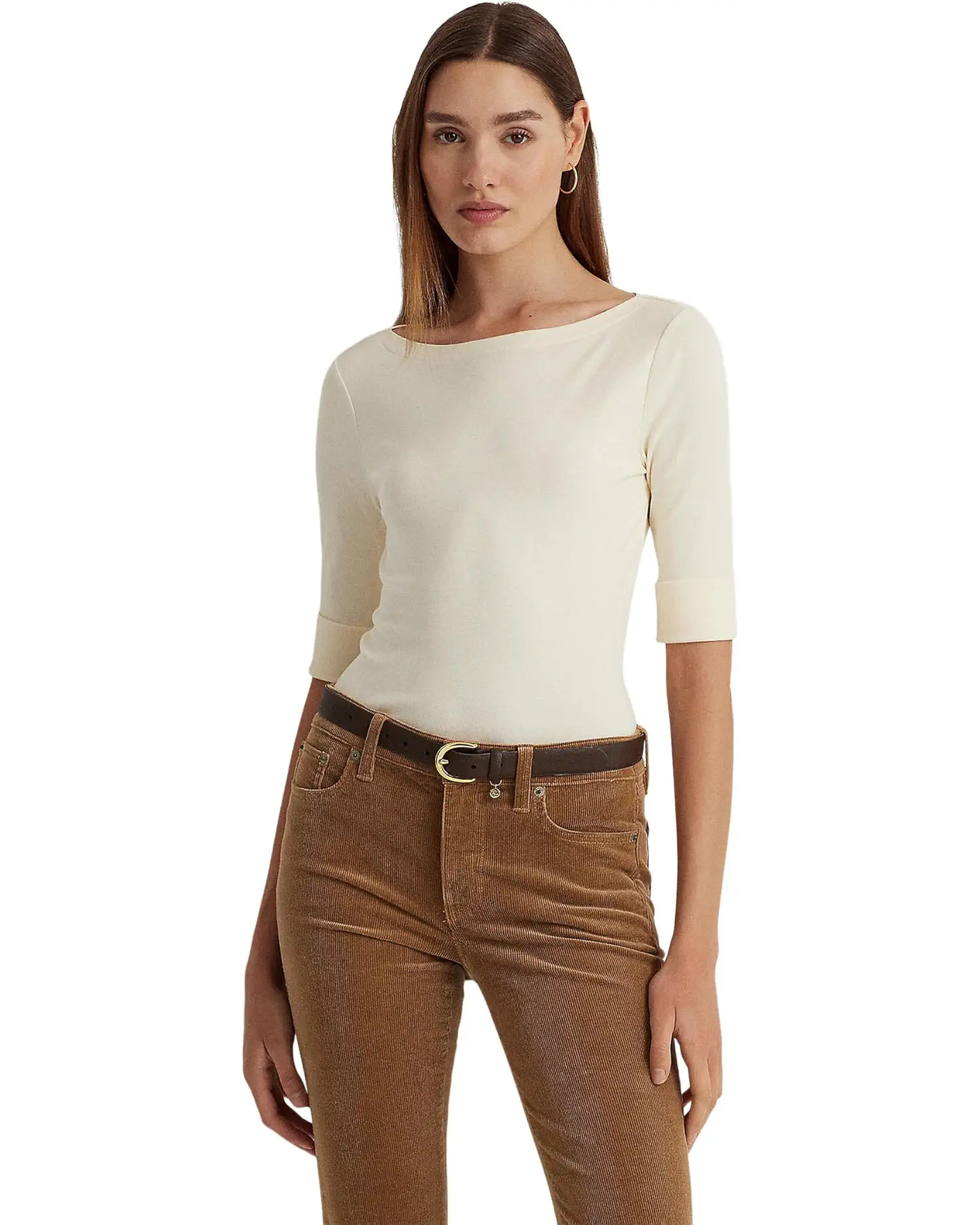 Cotton-Blend Boatneck Top | Zappos
