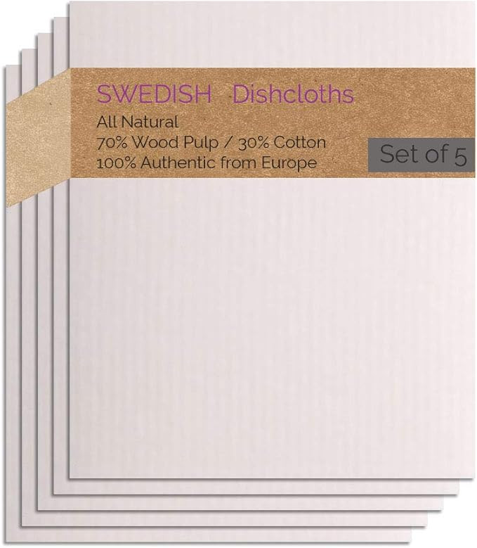 SWEDEdishcloths - Cellulose Sponge Dish Towels - Set of 5 (Natural) Swedish Dish Cloths | Amazon (US)