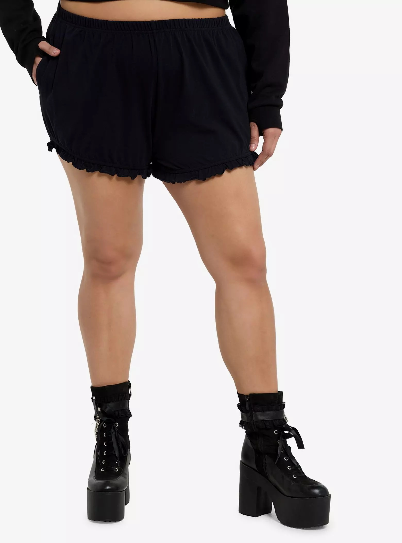 Black Bunny Tail Girls Bloomer Lounge Shorts Plus Size | Hot Topic
