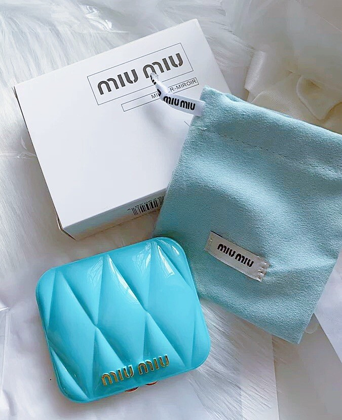 Authentic MIU MIU Teal Blue Modern Quilted Compact Makeup Mirror with Pouch New  | eBay | eBay US