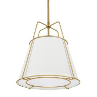 Home Decorators Collection Havenport 2-Light Gold Pendant with White Fabric Shade HDY19558P - The... | The Home Depot
