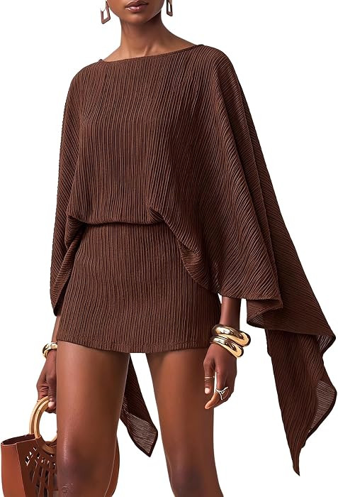 MakeMeChic Women's 2 Piece Matching Set Poncho Skort Sets Fall Outfits | Amazon (US)