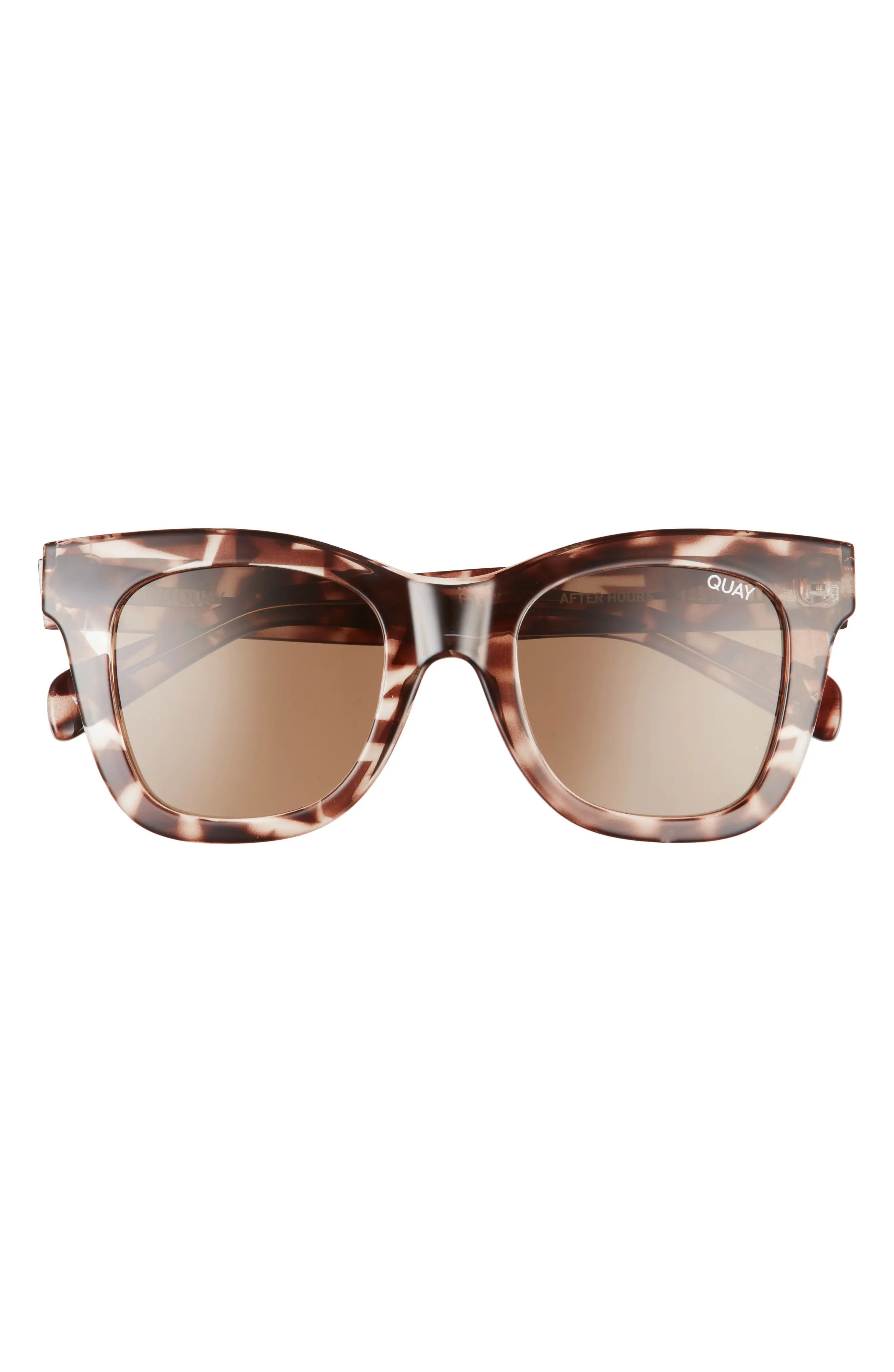 Quay Australia After Hours 50mm Polarized Square Sunglasses in Tort /Brown Polarized at Nordstrom | Nordstrom