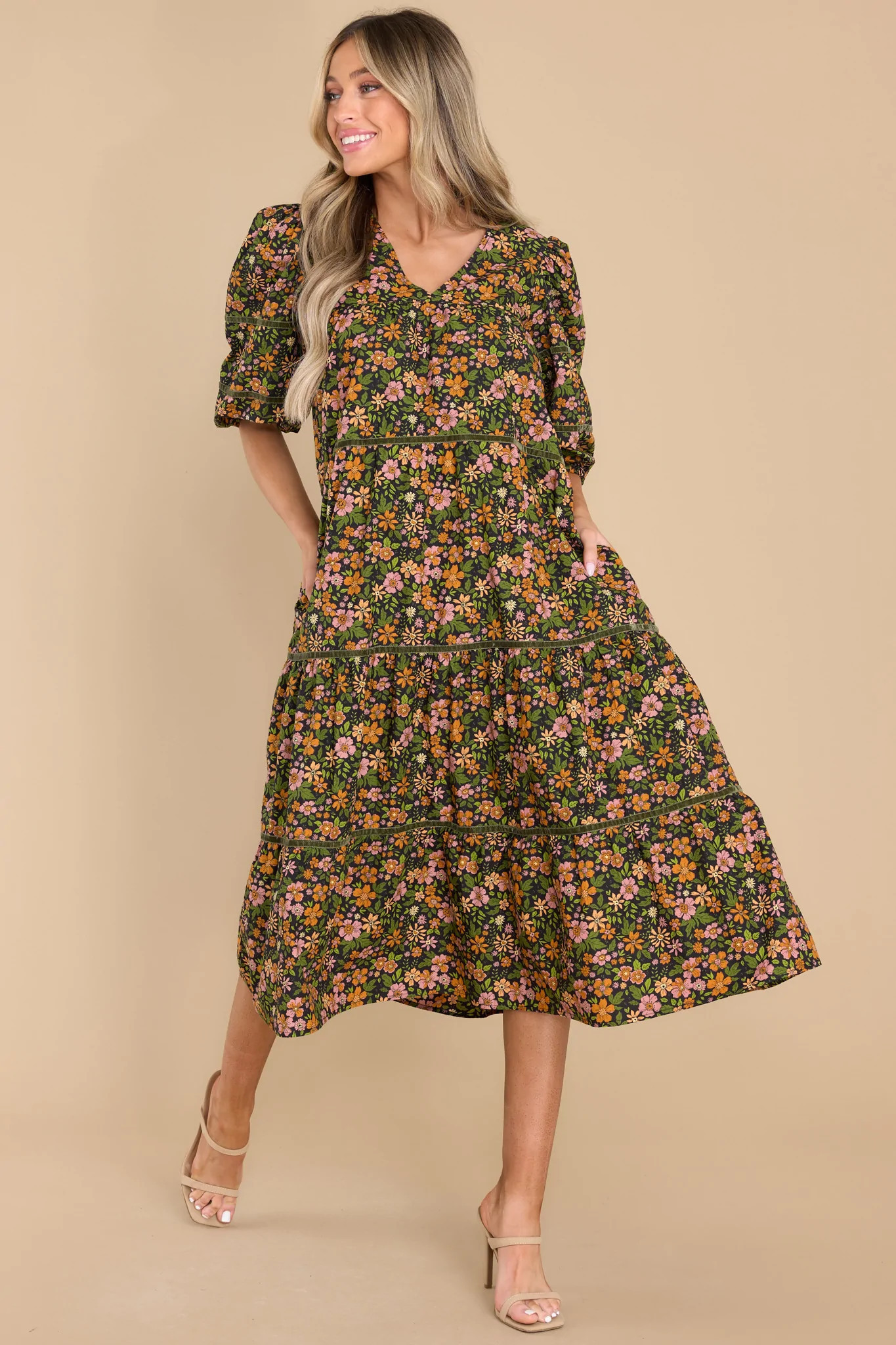 Georgia Wildflower Black Dress | Red Dress 