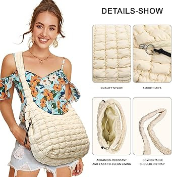 Large Puffer Tote Bag for Women Quilted Crossbody Bag, Hobo Quilted Tote Bag Crossbody Shoulder H... | Amazon (US)