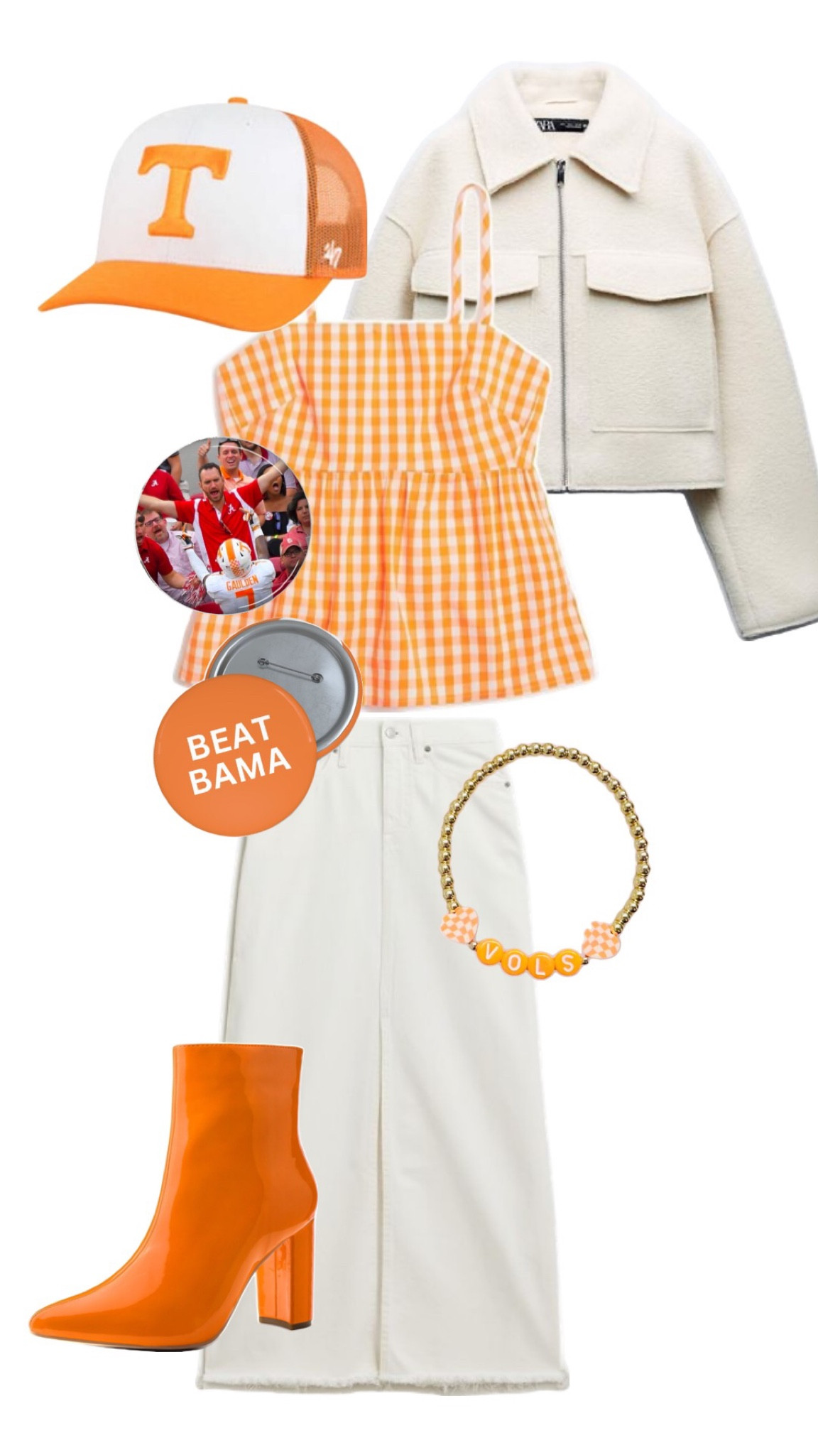 Football game outfit 

Tennessee game, football, white skirt, orange outfit 

#LTKFallSale #LTKCon #LTKSeasonal