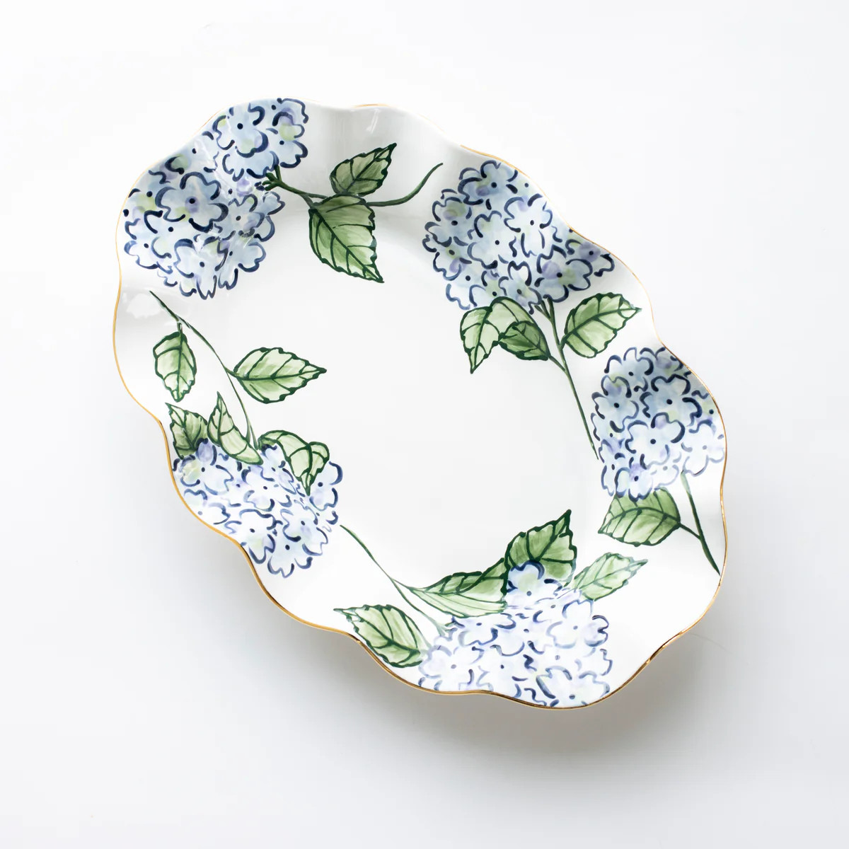 Blue Hydrangea Amabella Wavy Serving Platter | Susan Gordon Pottery