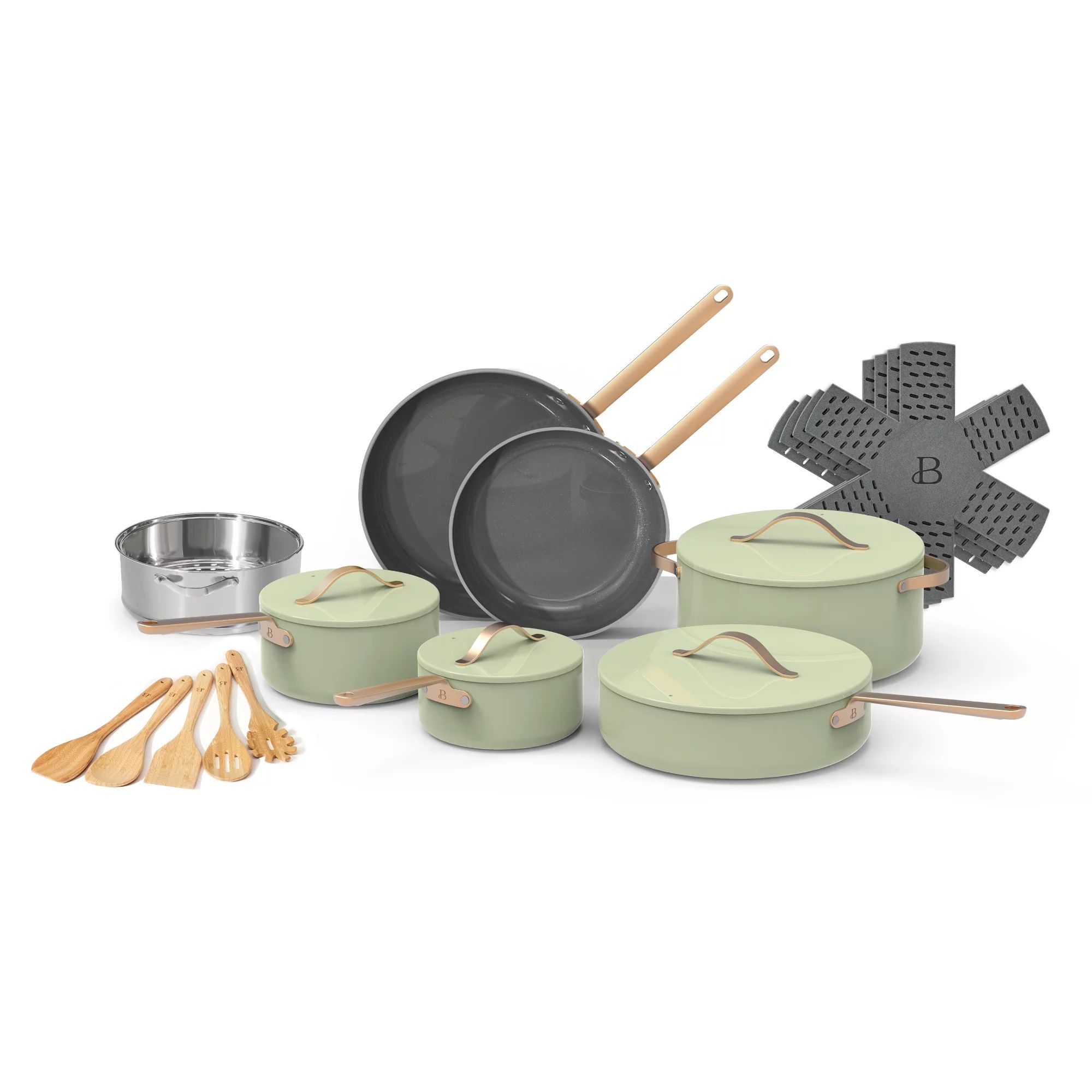 Beautiful 20pc Ceramic Non-Stick Cookware Set, Sage Green, by Drew Barrymore | Walmart (US)
