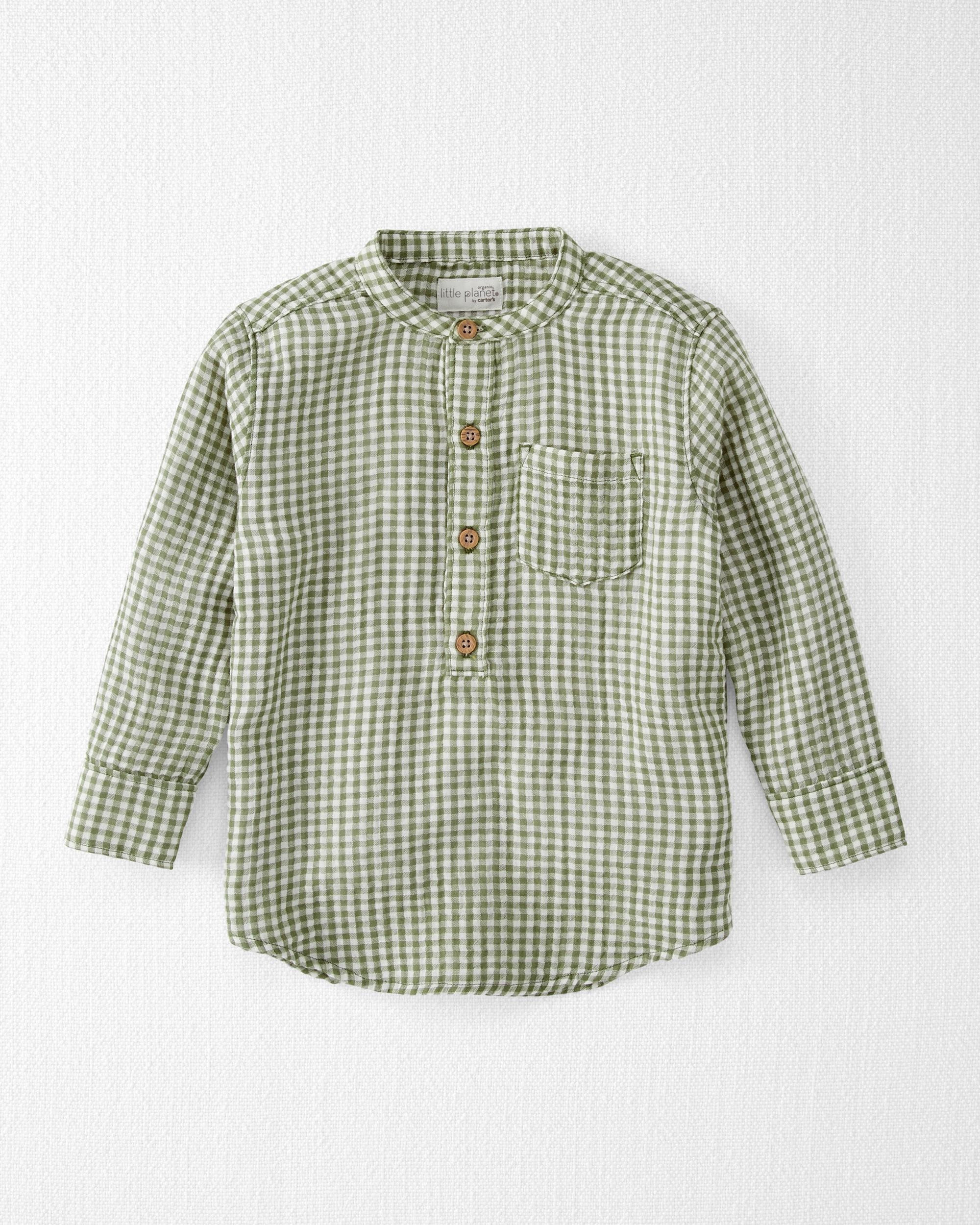 Organic Gingham Cotton Gauze Henley | Carter's