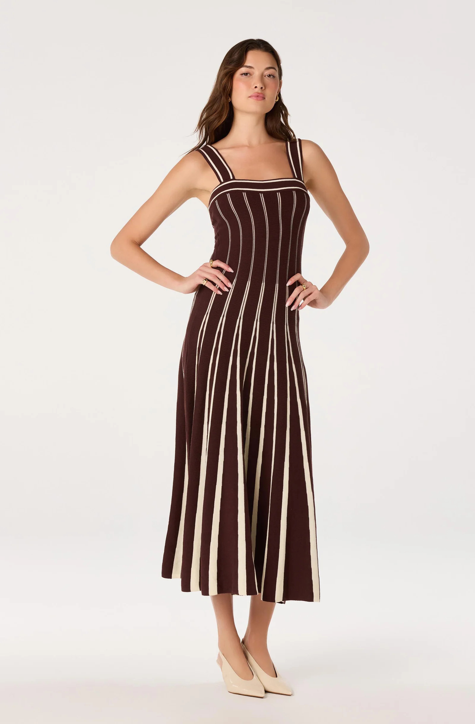Marlen Striped Knit Maxi Dress - Brown cream / XS | ASTR The Label (US)