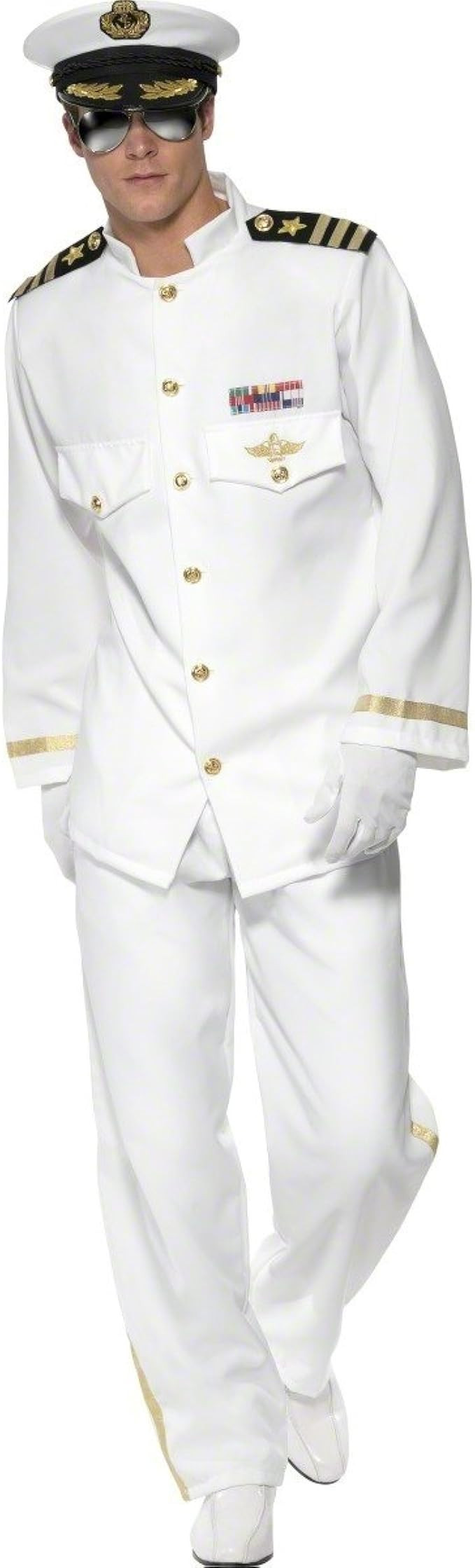 Smiffys Men's Captain Deluxe Costume, White | Amazon (US)