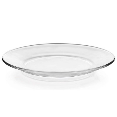 Slickblue Chic 10.5" Multipurpose Clear Glass Plate Set - Dishwasher Safe, Perfect for Appetizers,Set of 4 | Target