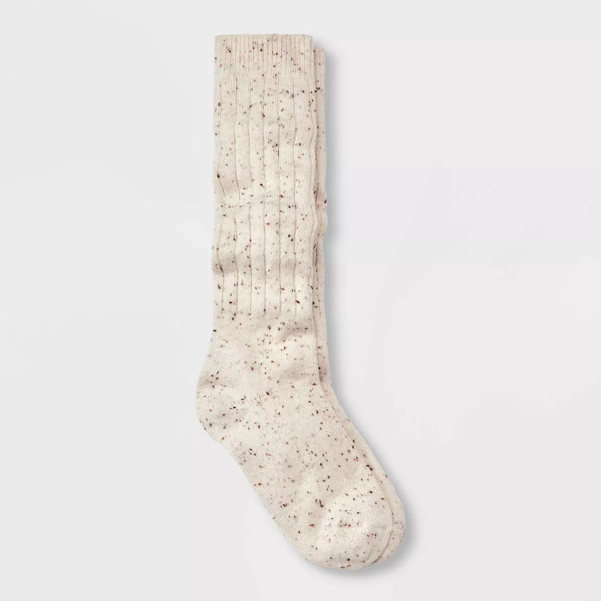 Women's Cotton Blend Ribbed Fleck Slouch Crew Boot Socks - Universal Thread™ Ivory 4-10 | Target