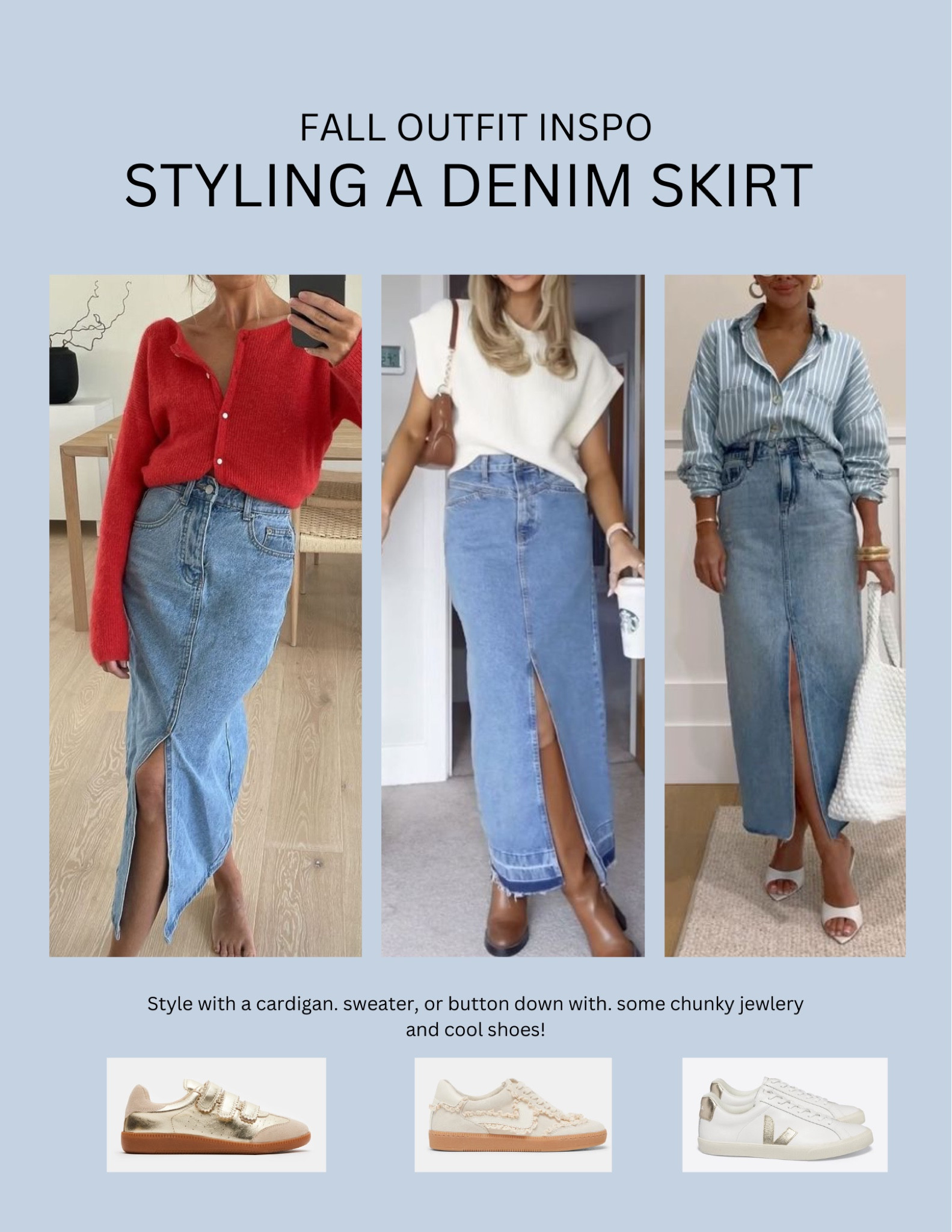 Styling a denim skirt! 

#LTKStyleTip #LTKWorkwear #LTKActive