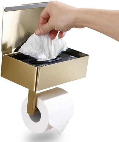 Day Moon Designs Gold Toilet Paper Holder with Shelf, Flushable Wipes Dispenser, and Storage for ... | Amazon (US)