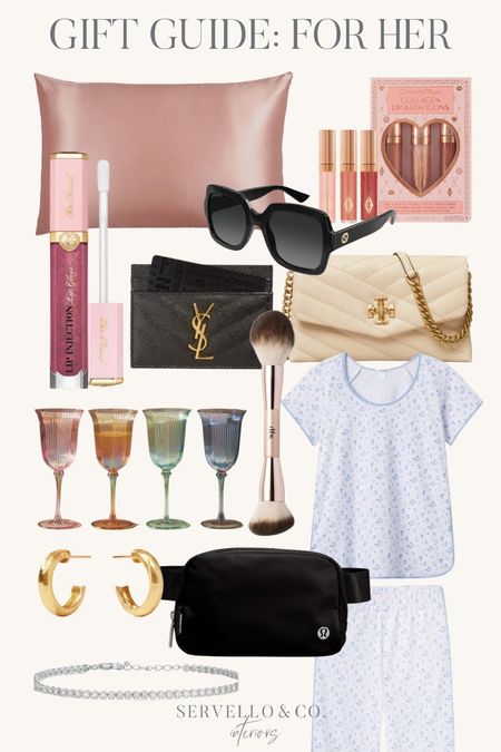 Christmas gift ideas for her 
Mom holiday gift ideas 
Gift guide for woman 
Gift guide for girls 
Lululemon Fanny pack bag 
Julie Vos gold earrings 
Gold hoops 
Colorful wine glasses
YSL card holder
Lake pajamas gift 
Silk pillow cases 
Gucci sunglasses
Charlotte tilbury beauty gift sets 

#LTKCyberWeek #LTKGiftGuide #LTKbeauty