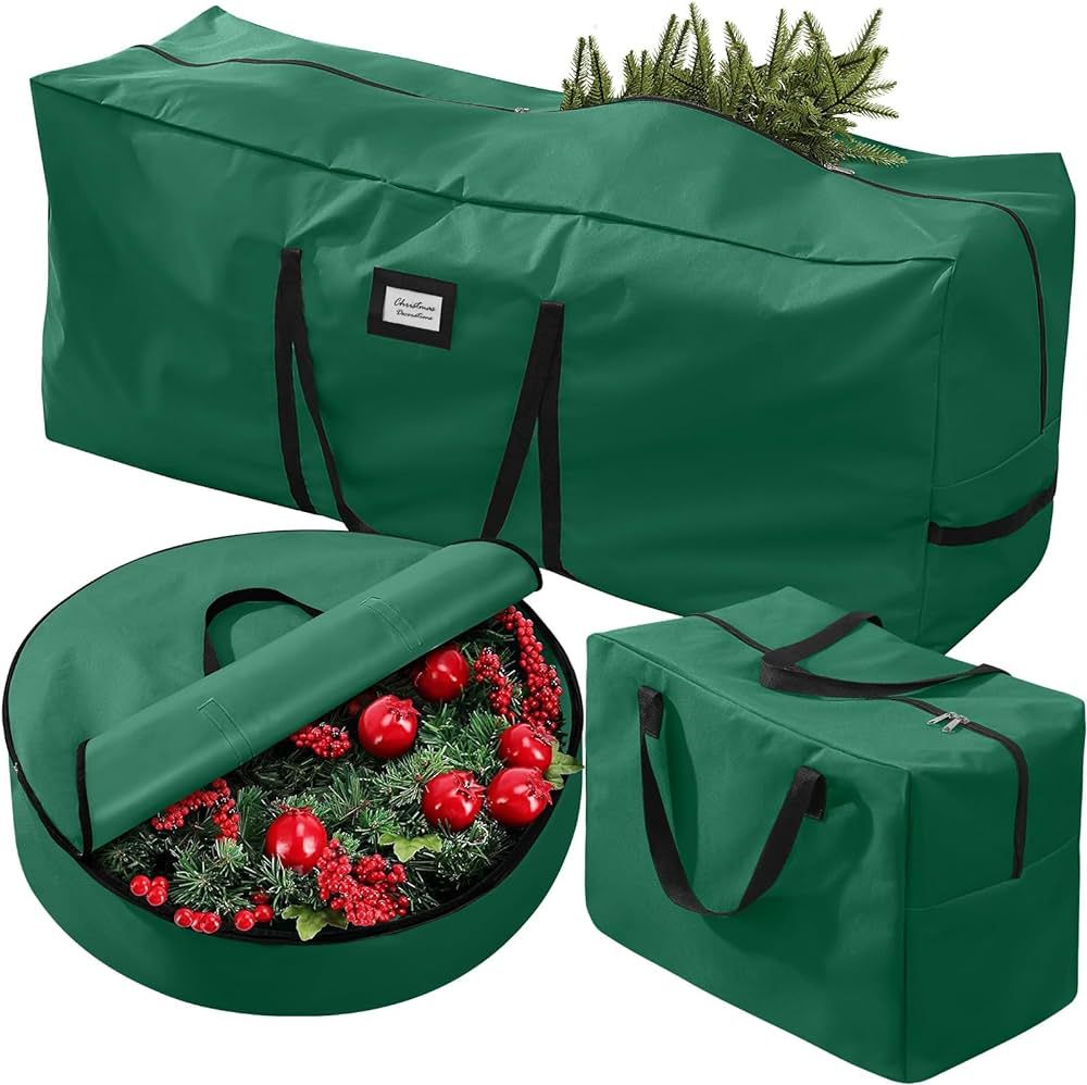 3 Pack Christmas Tree Storage Bag, for 7.5 Ft Artificial Trees up, Durable Waterproof With Reinfo... | Amazon (US)