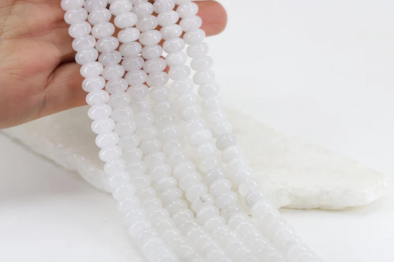 5x8mm Rondelle White Jade Beads, 1 Full Strand Heishi Colored Jade Beads / RNS5-03 | Etsy (Global)