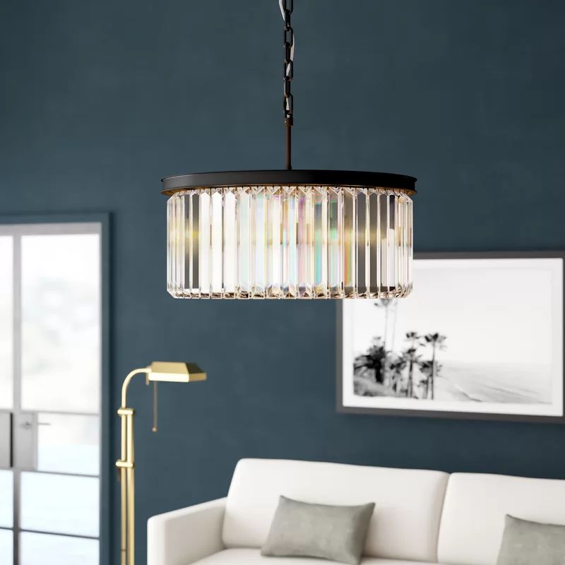 Kratika 8 - Light Shaded Drum Crystal Chandelier with Crystal Accents | Wayfair North America