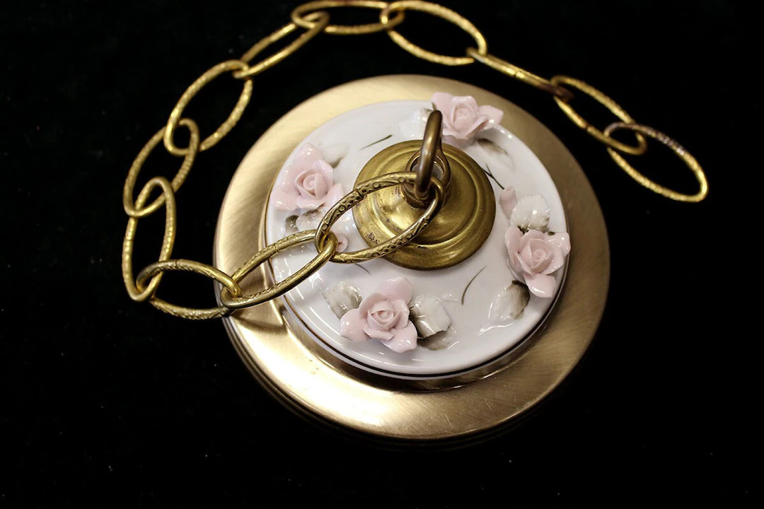 Vintage Capodimonte Rose Porcelain Canopy: Italian Floral Chandelier Kit | Etsy (US)