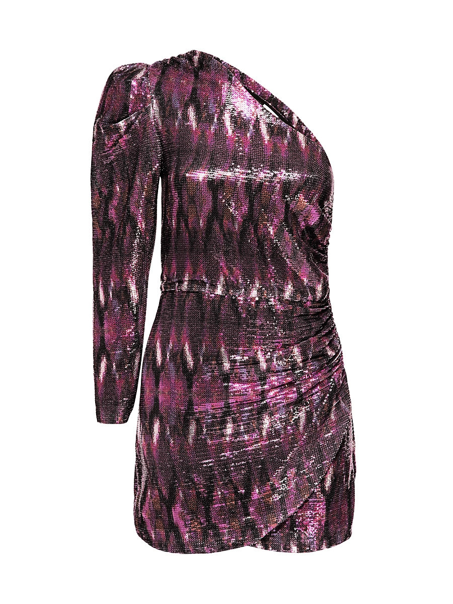 Women's Nova One-Shoulder Sequin Minidress - Fuschia Ikat Sequin - Size Small | Saks Fifth Avenue
