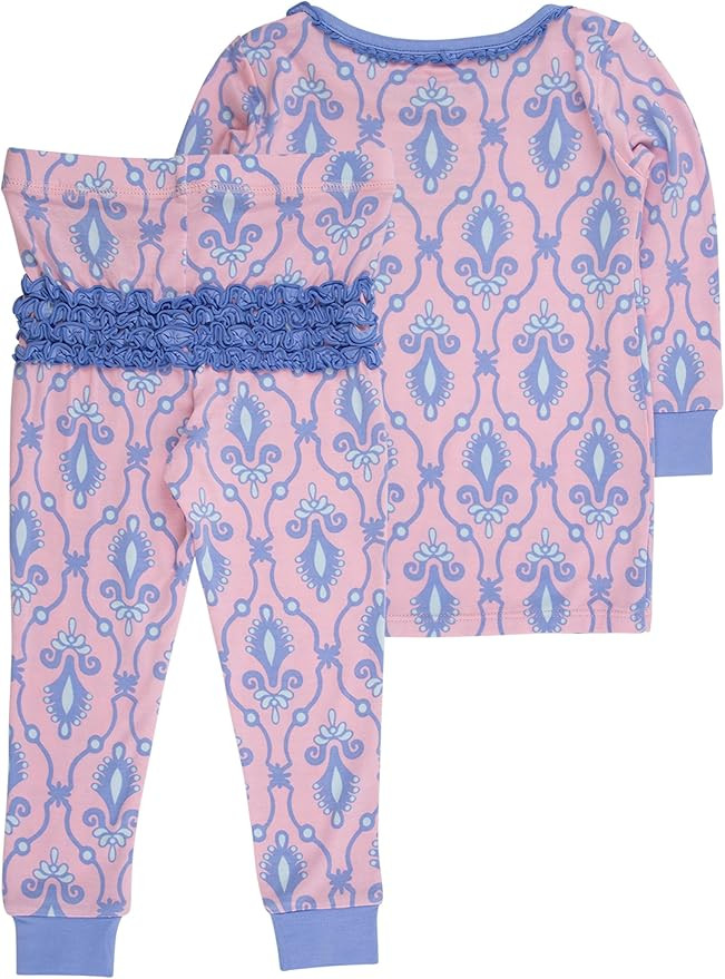 RuffleButts SoftSnooze™ Viscose from Bamboo Toddler Girls Ruffle Long Sleeve Pajama Set | Amazon (US)
